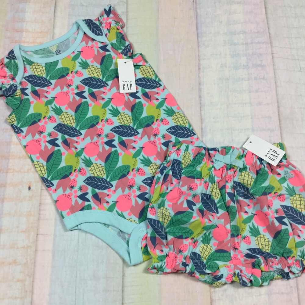 Gap Girls 0 3 6 12 18 M Tropical Shorts Outfit